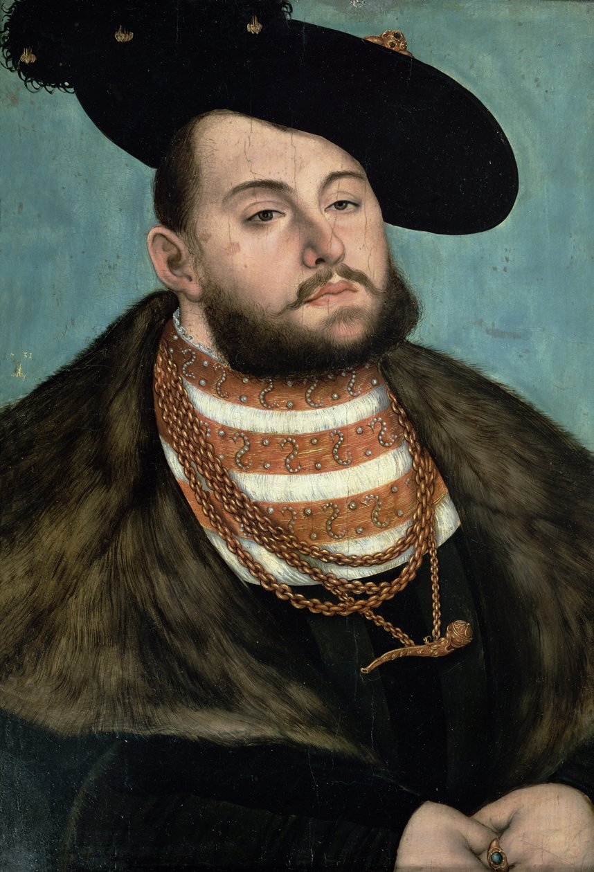 Portrett av John Frederick the Magnanimous (1503-54) kurfyrst av Ernestine av Sachsen, 1531 av Lucas Cranach the Elder