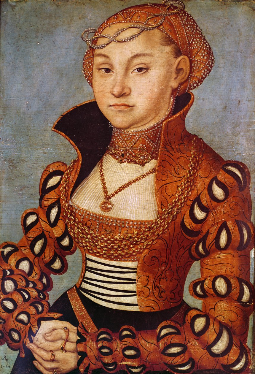 Portrett av en edel saksisk kvinne, 1534 (olje på tre) av Lucas Cranach the Elder