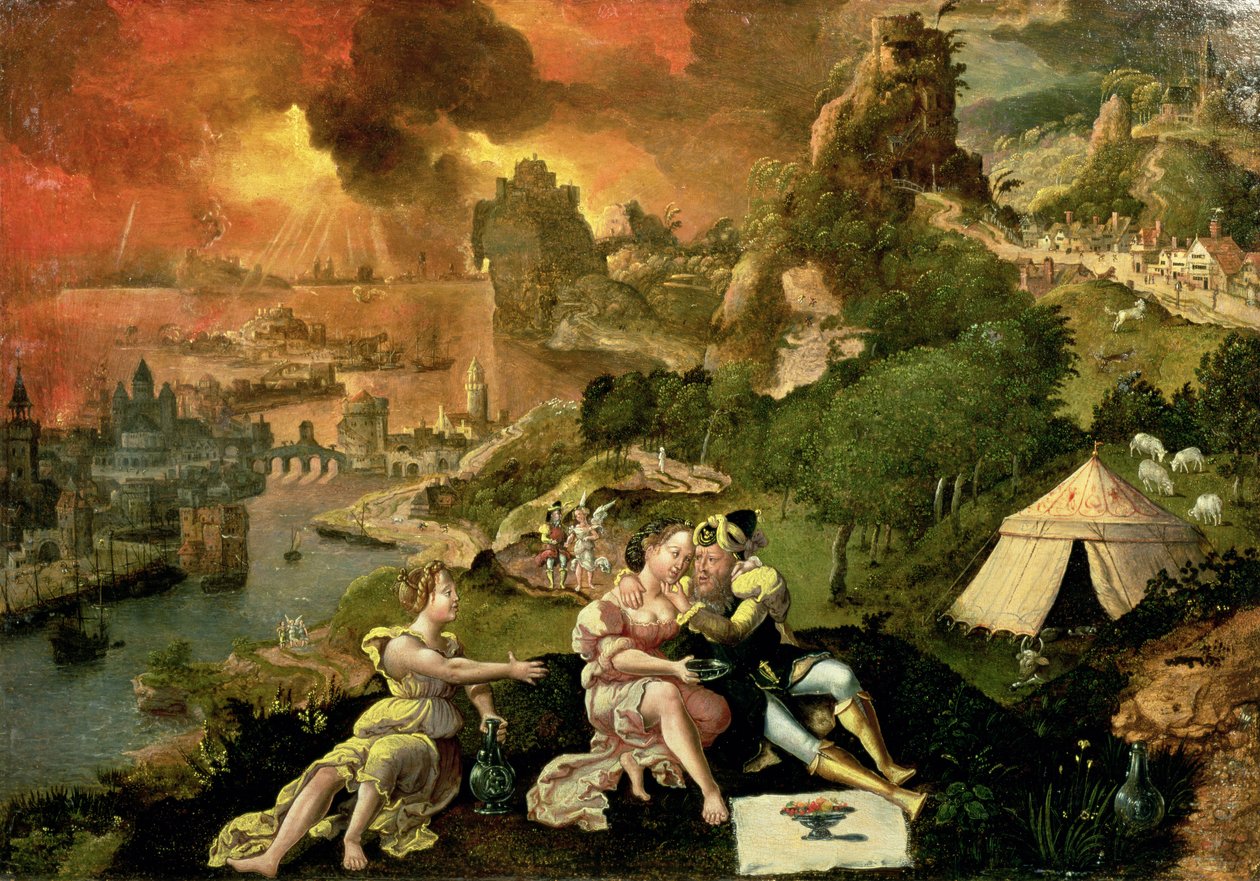 Lot og hans døtre (panel) av Lucas van Gassel