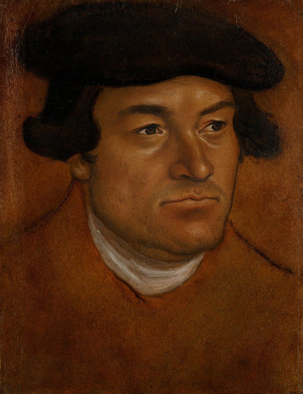 Portrett av en mann i svart lue av Lucas Cranach the Elder