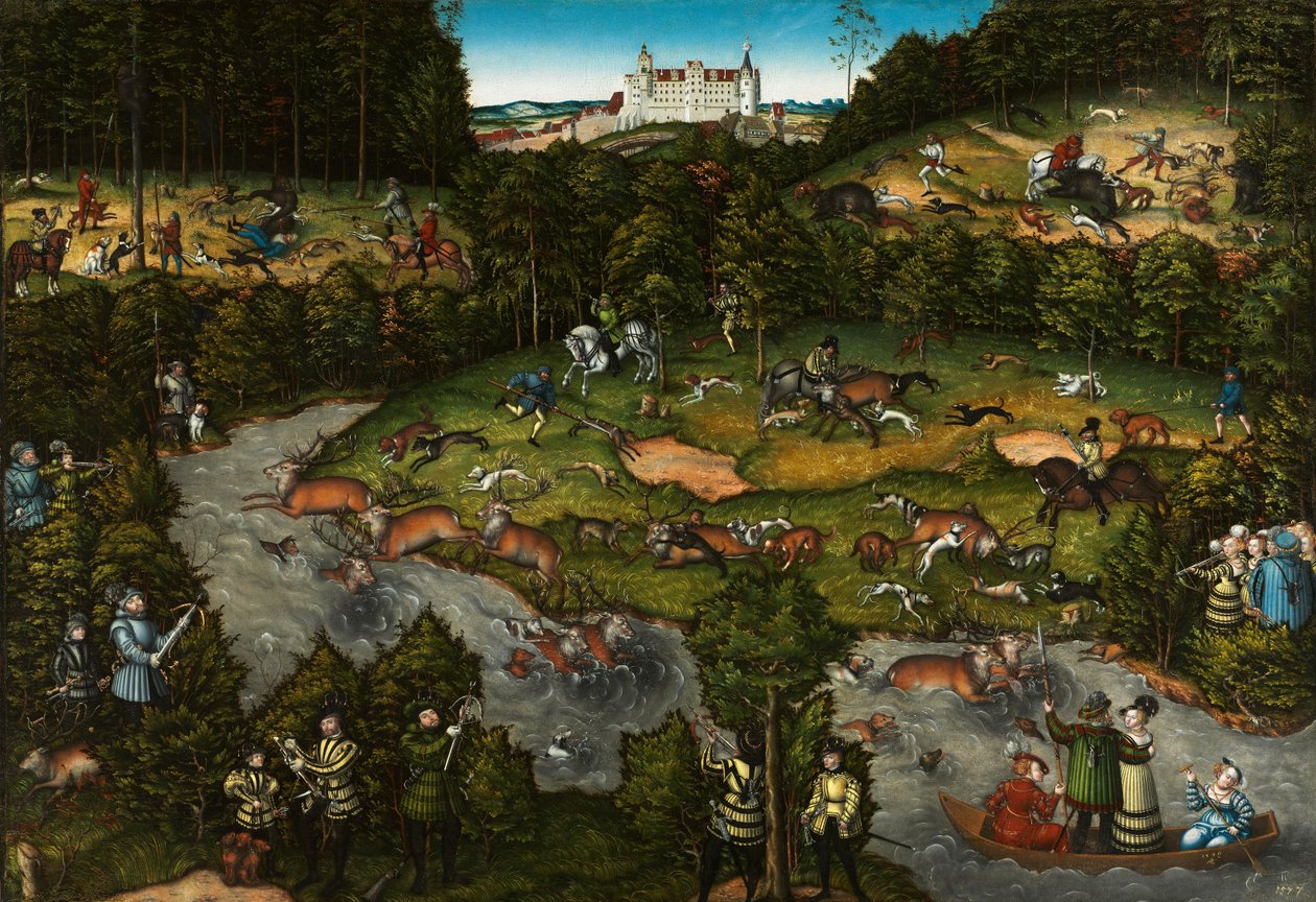 Jakt nær Hartenfels slott, 1540 av Lucas Cranach