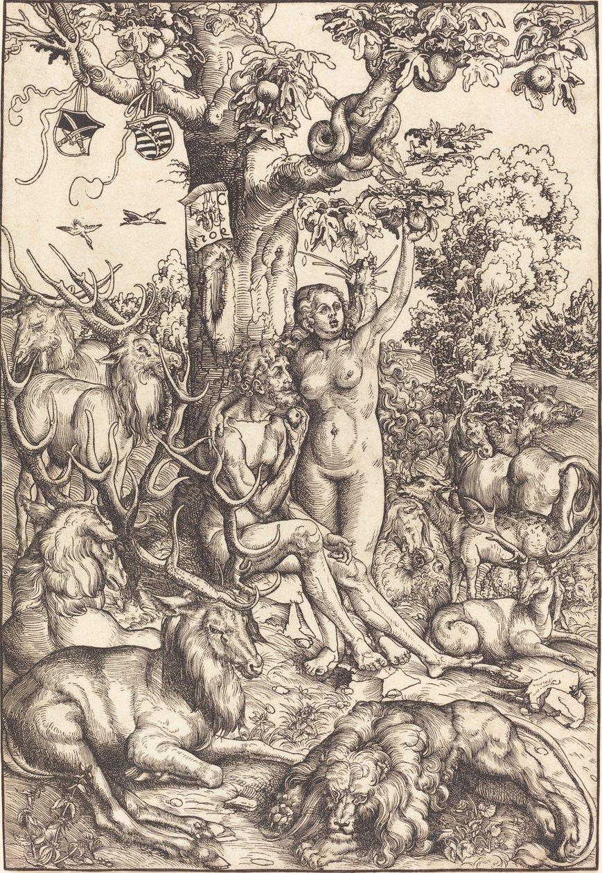 Adam og Eva i paradis av Lucas Cranach the Elder