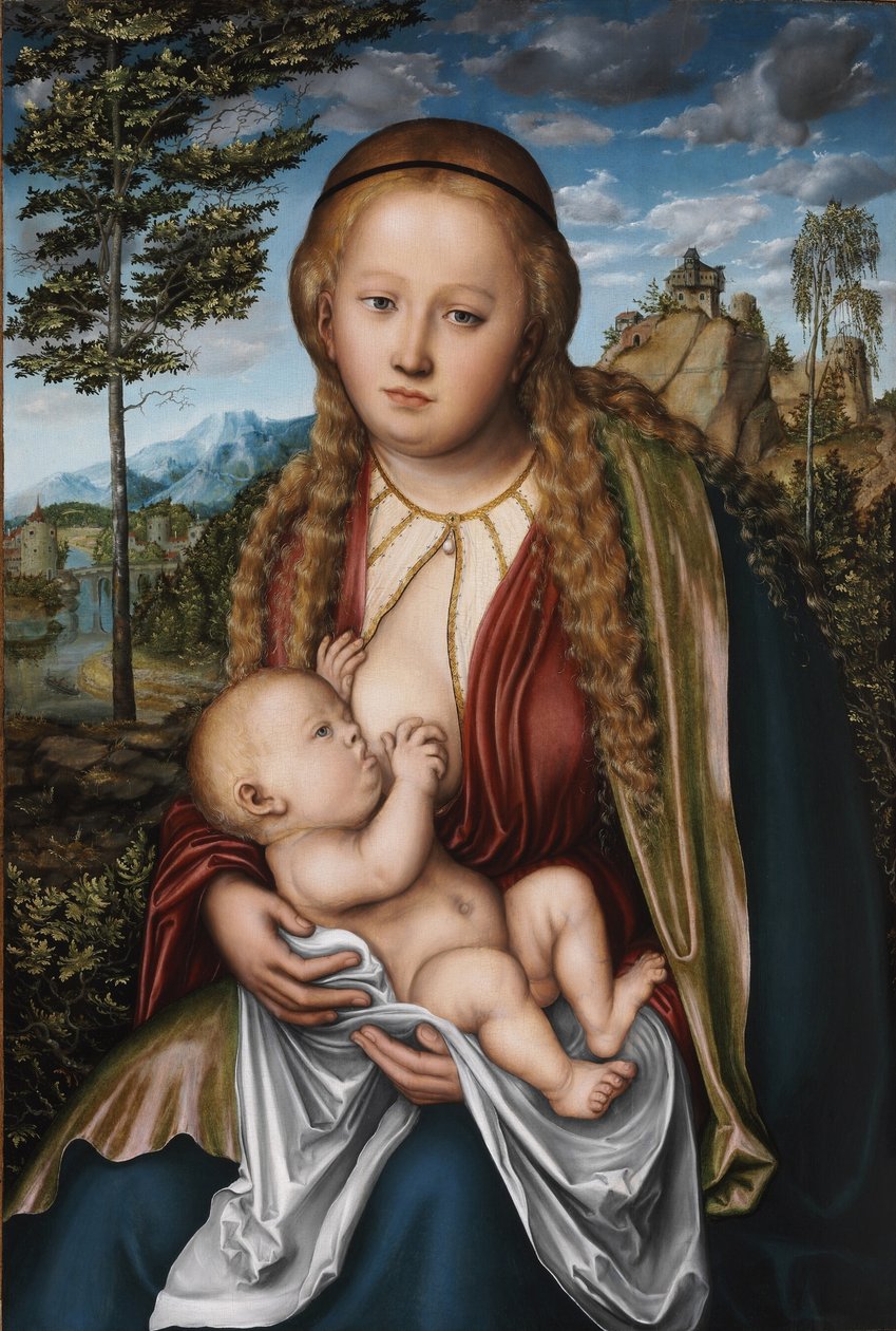 Jomfruen som dier barnet av Lucas Cranach the Elder
