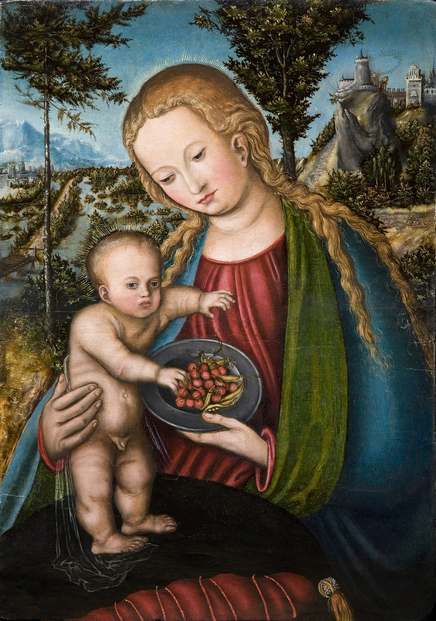 Jomfru med kirsebær, ca 1506 av Lucas Cranach the Elder