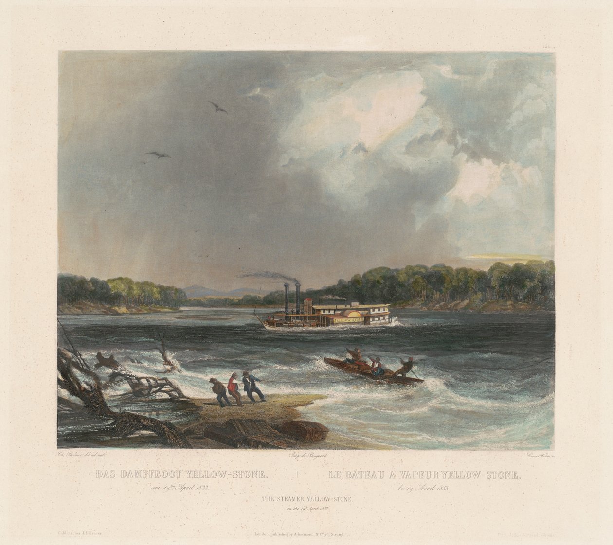 Dampbåten Gul-stein av Lucas Weber after Karl Bodmer