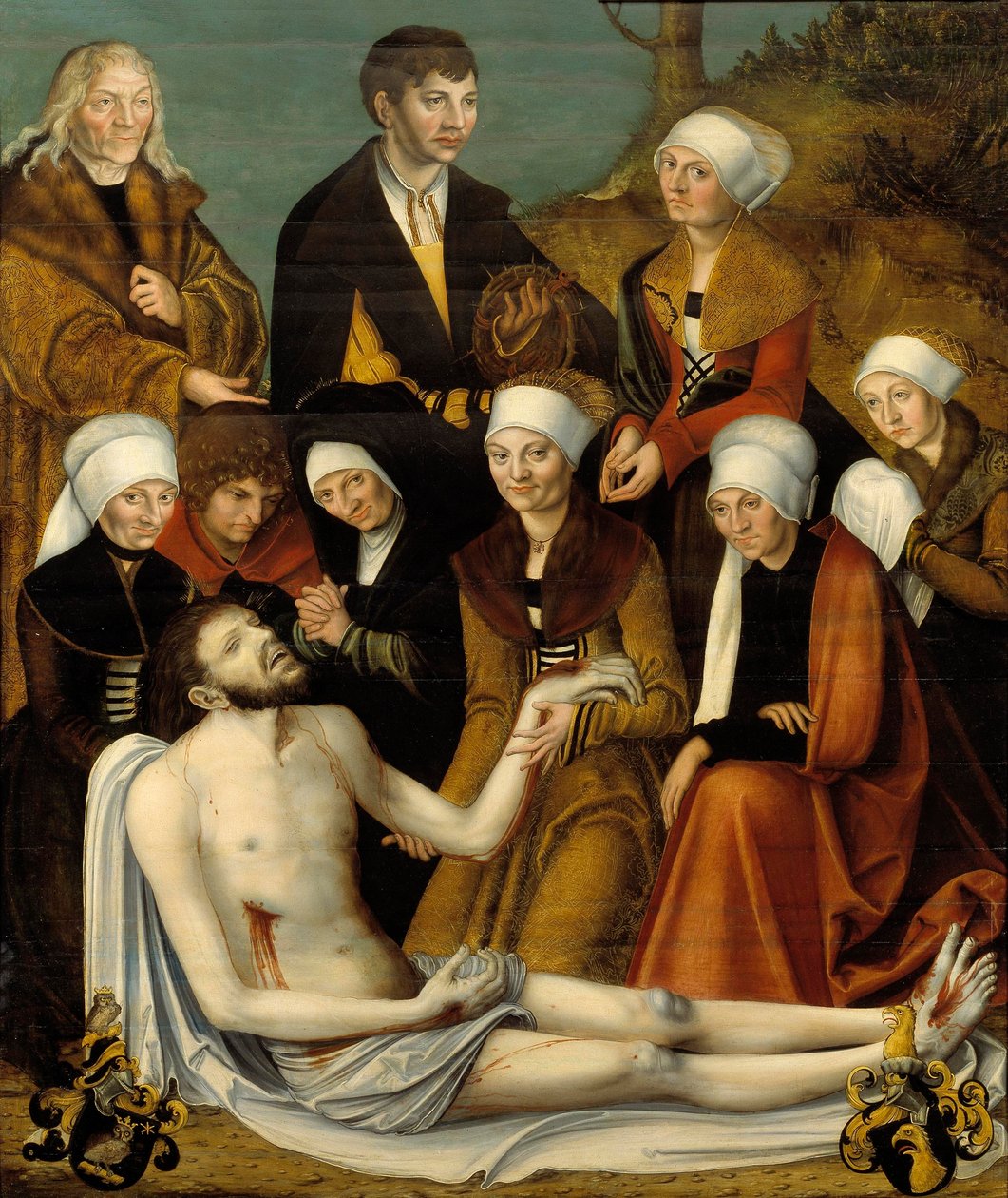 Klagesangen, ca. 1520-50 av Lucas studio of Cranach