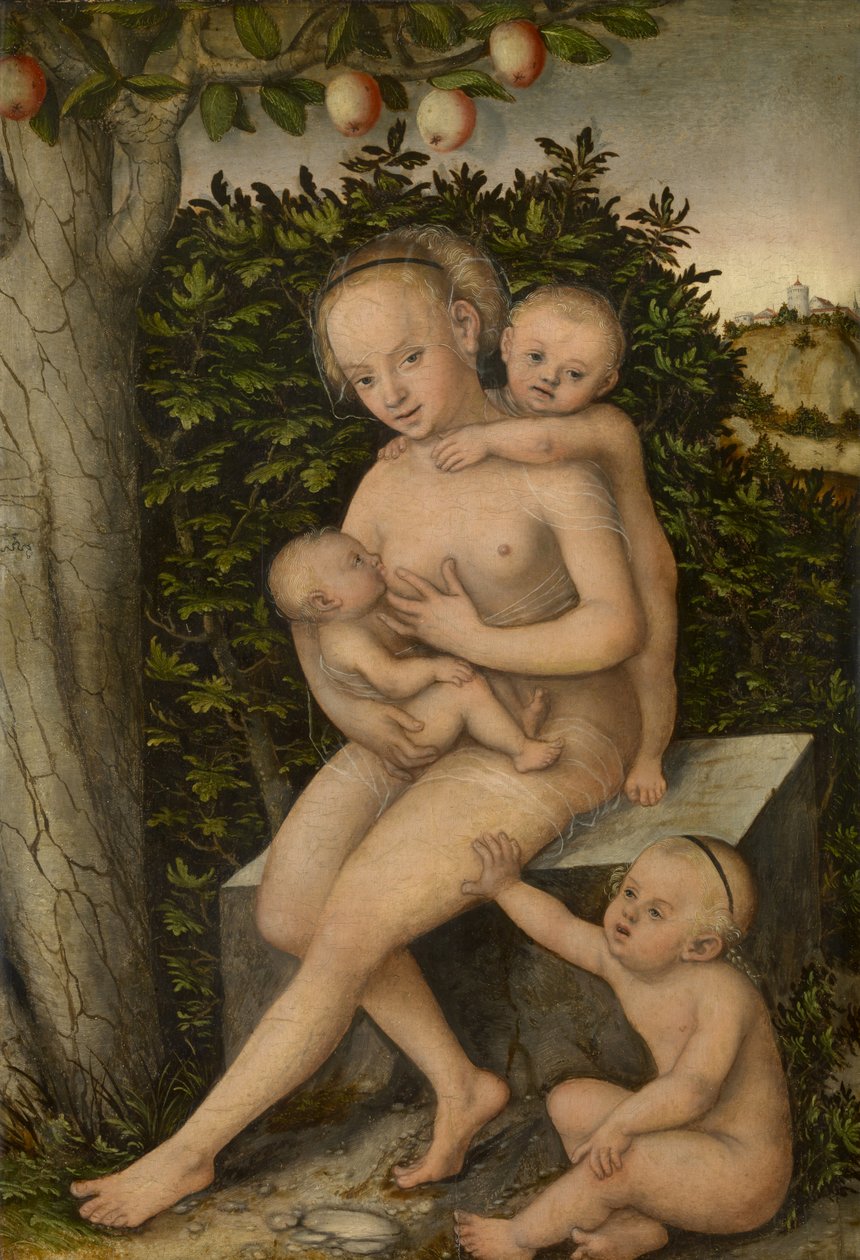 Veldedighet (olje på panel) av Lucas the Elder Cranach