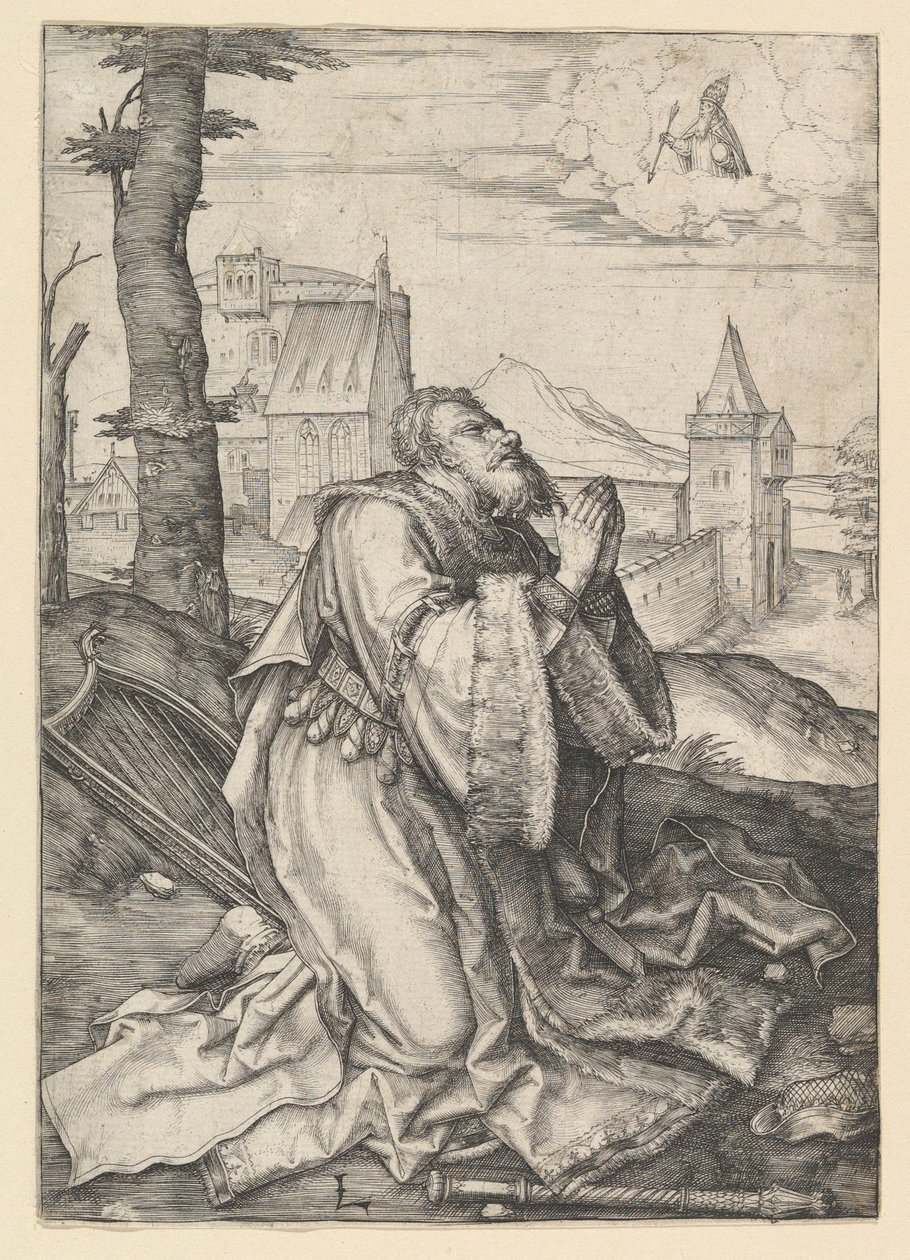 David Praying, ca. 1507. av Lucas van Leyden
