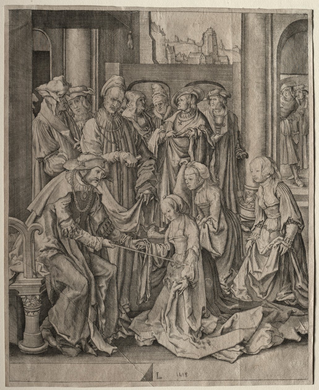 Ester før Ahasverus, 1518. av Lucas van Leyden