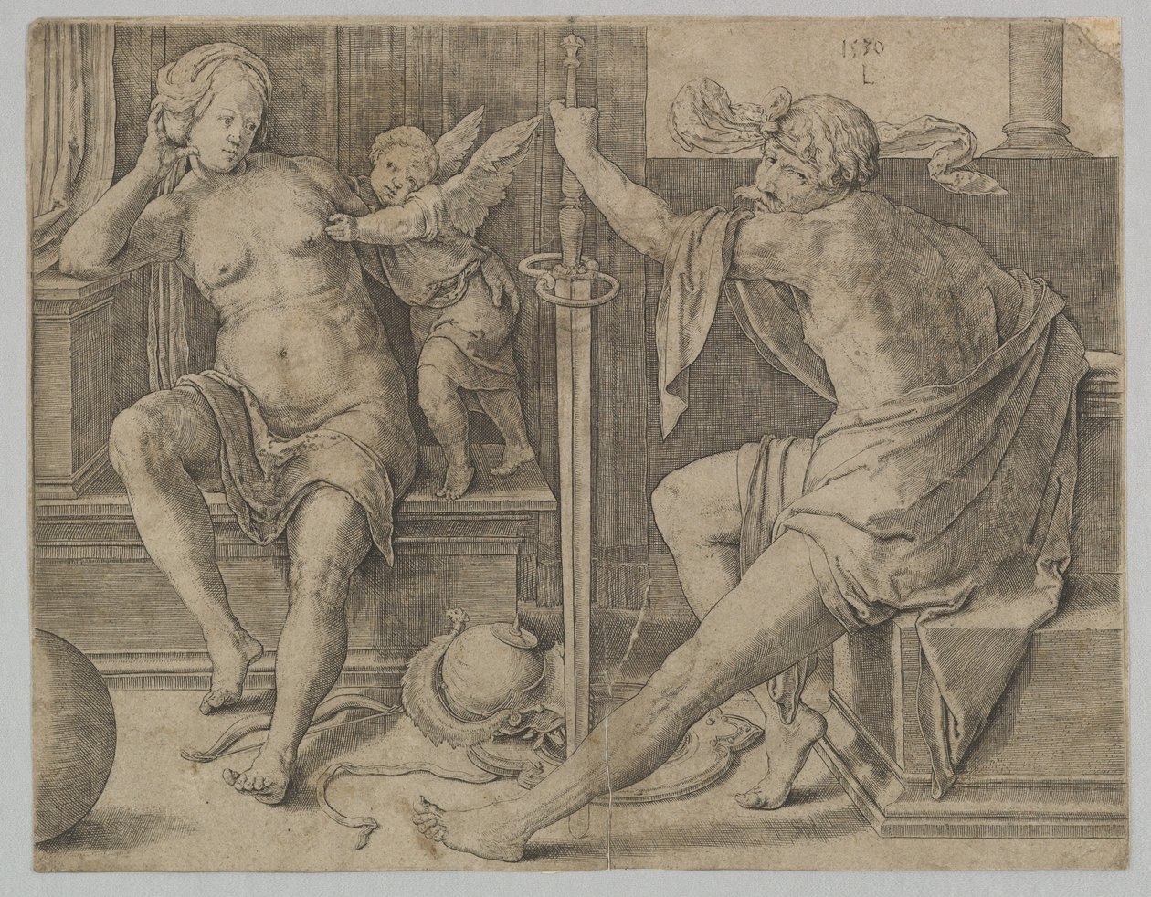 Mars, Venus og Amor, 1530. av Lucas van Leyden