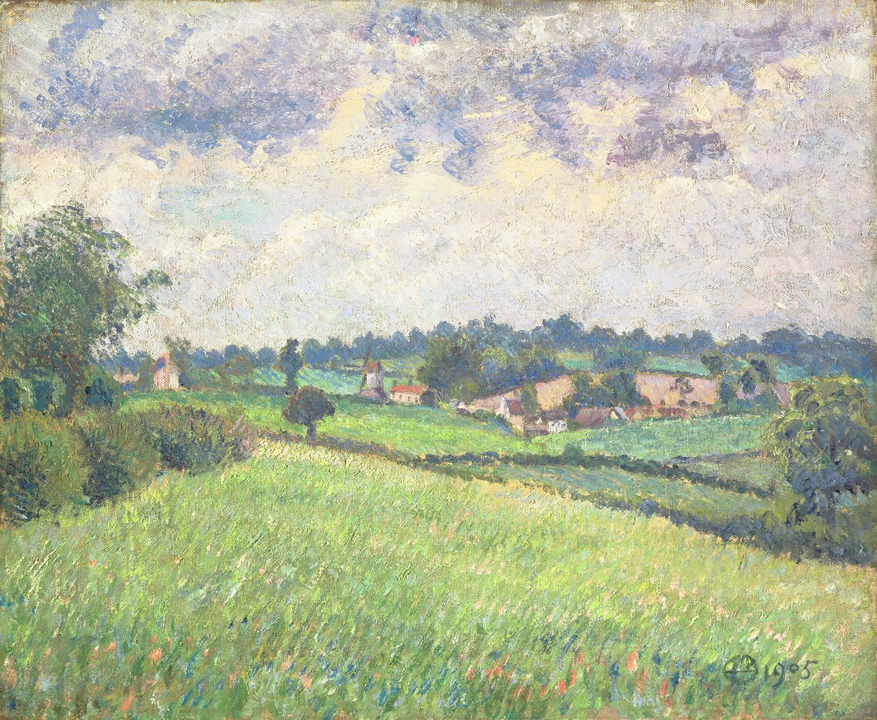 Grey Weather, Finchingfield, 1905 av Lucien Pissarro