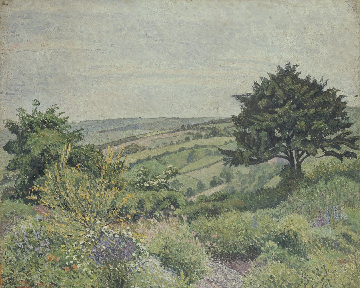 The Cottage Garden, Fishpond, 1915 av Lucien Pissarro