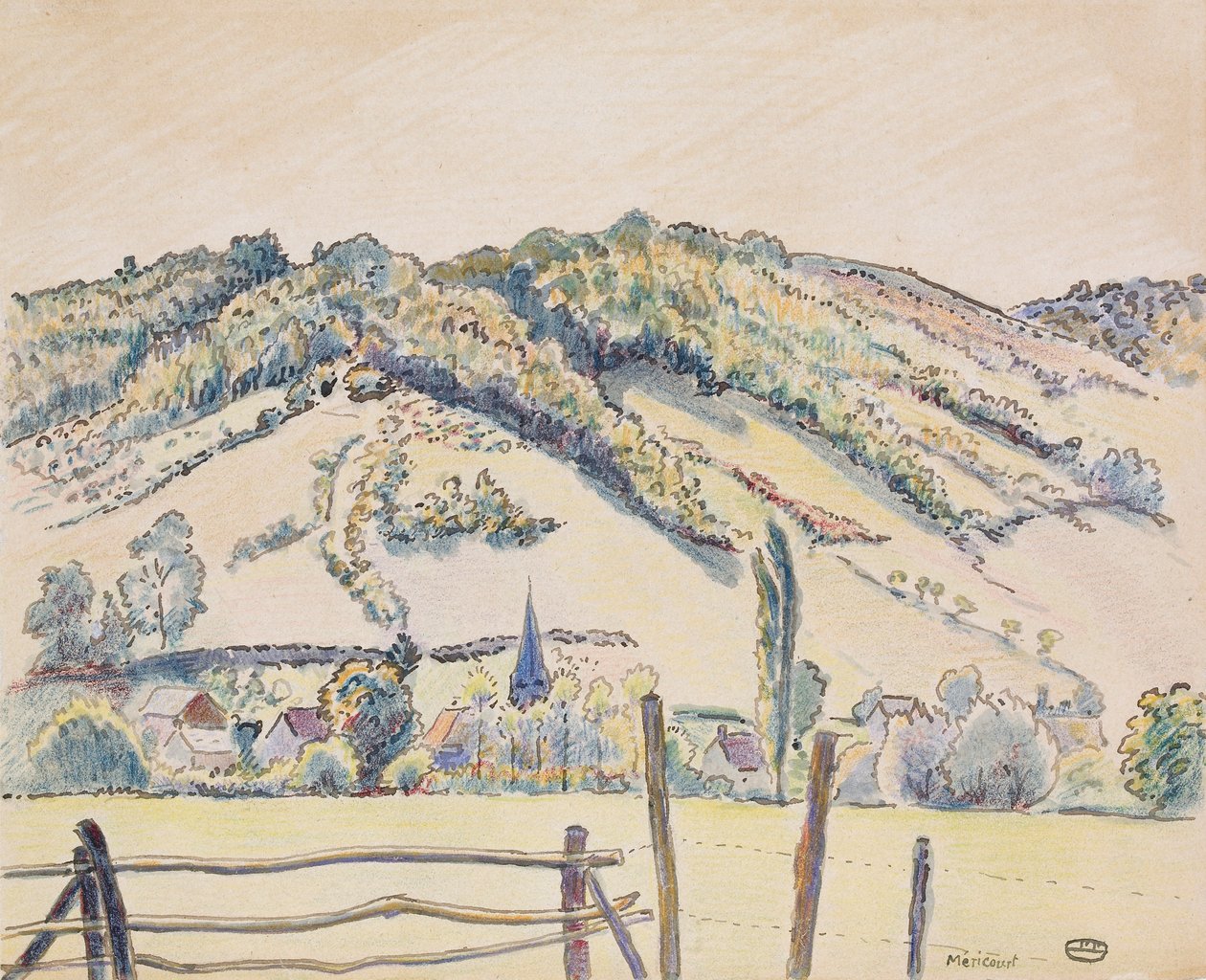Mericourt, 1919 av Lucien Pissarro