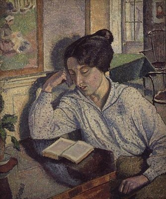 Portrett av Gladys Chivers som leser av Lucien Pissarro