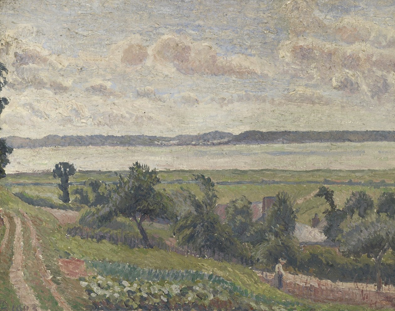 Utsikt over elvemunningen, Harfleur, 1903 av Lucien Pissarro