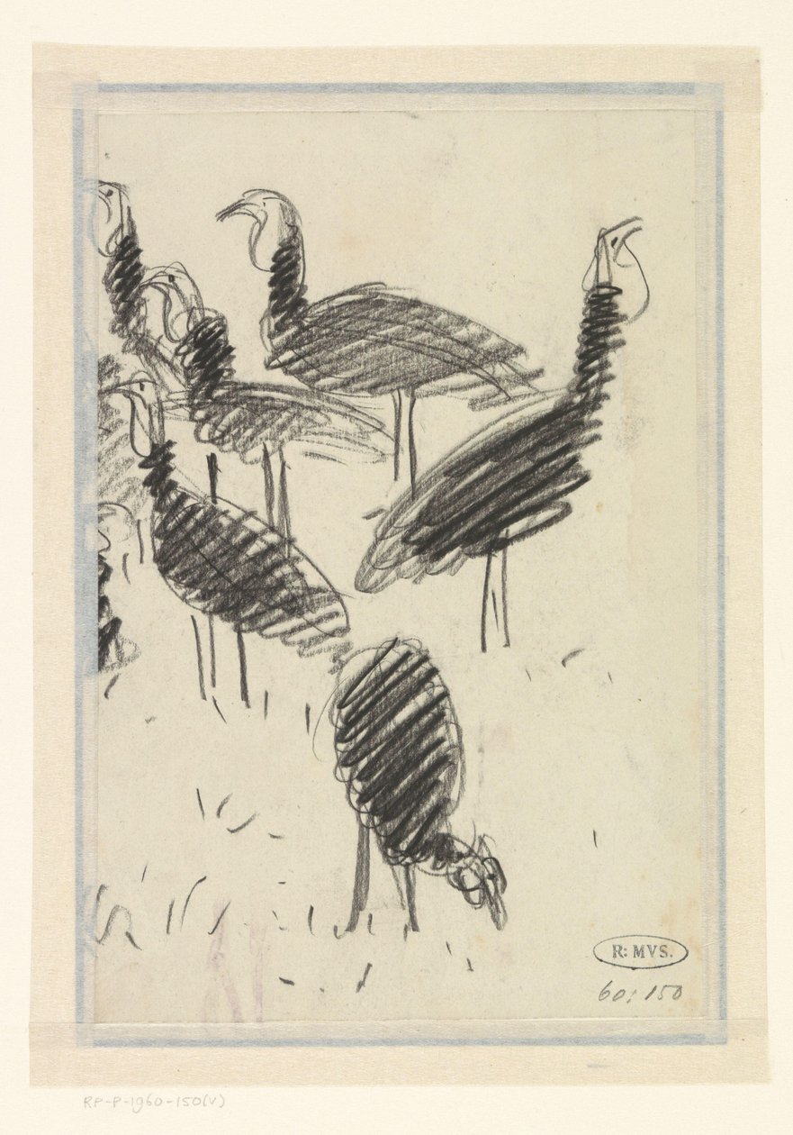 Seks fugler av Lucien Pissarro