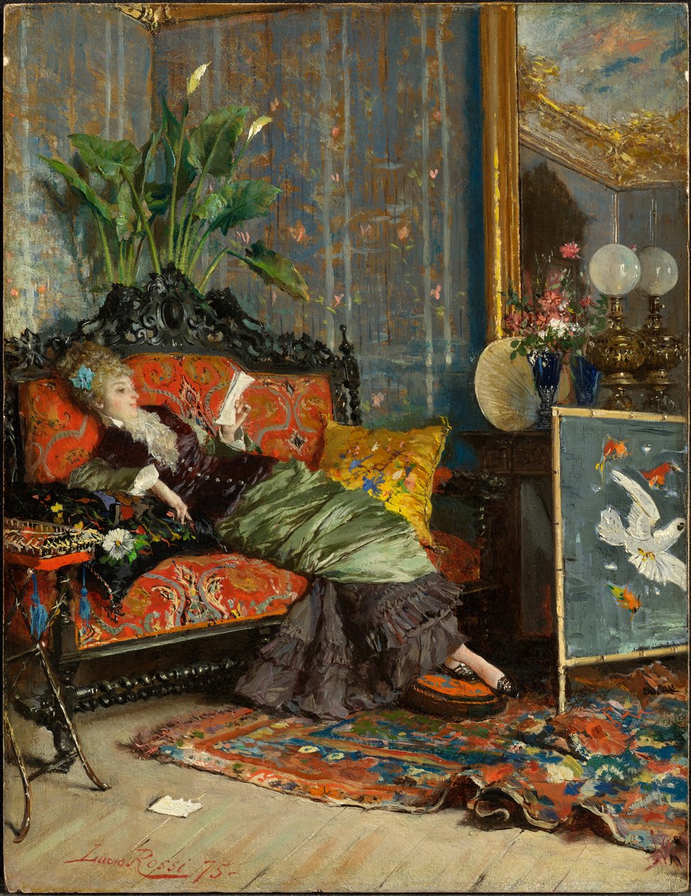 Ung kvinne leser, 1875 av Lucius Rossi