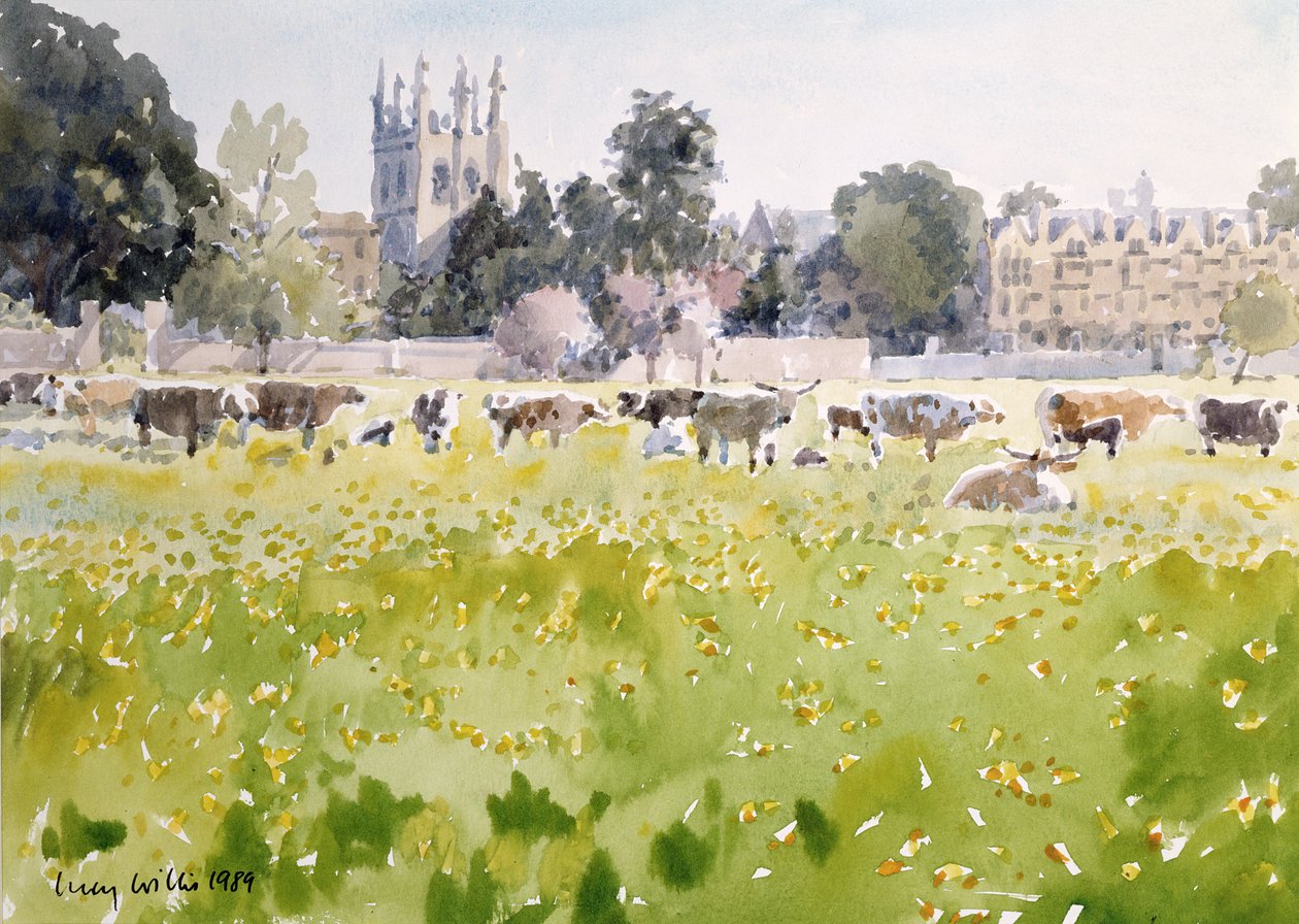 Looking Across Christ Church Meadows, 1989 (wc på papir) av Lucy Willis