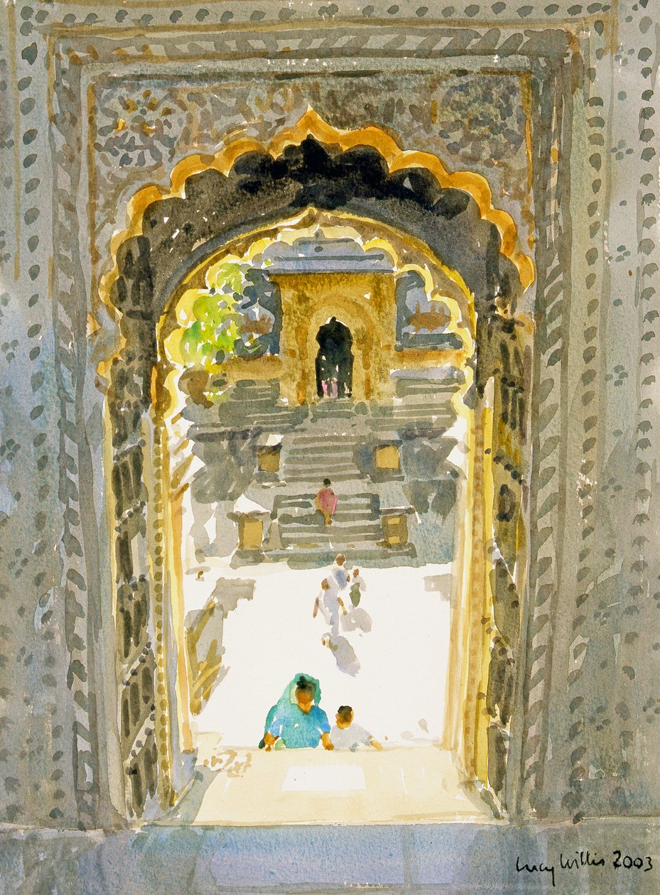 Maheshwar Temple, 2003 (wc på papir) av Lucy Willis