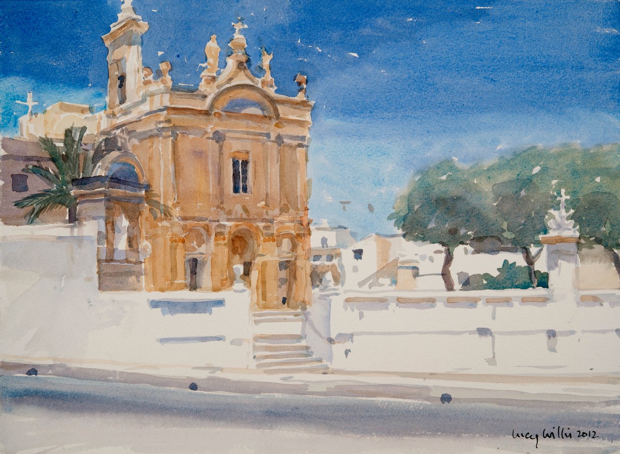 Capuccini-kirken, 2012 (wc på papir) av Lucy Willis