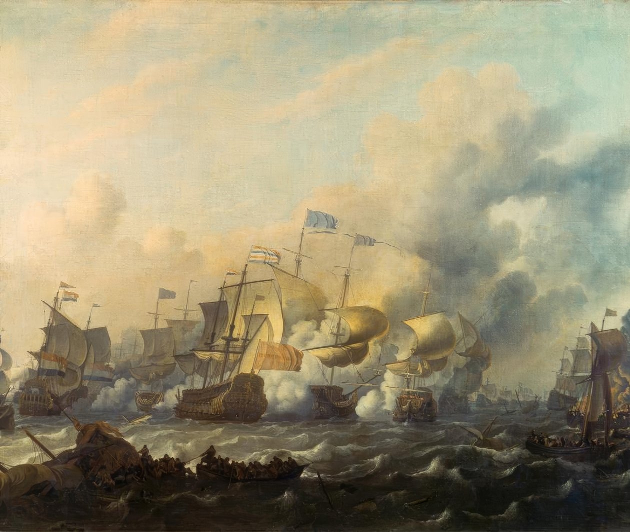 Et havslag mellom nederlendere og engelskmenn av Ludolf Backhuysen