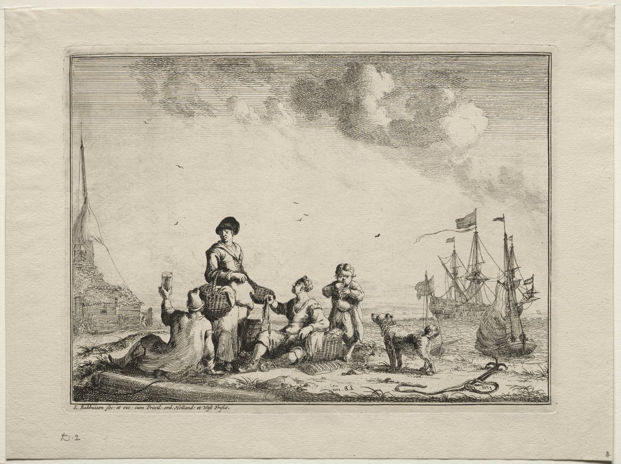 fisk selges av Ludolf Backhuysen