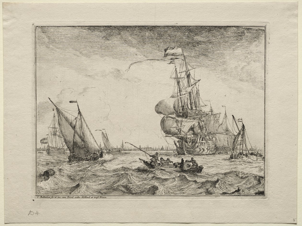 Skip under fullt seil, 1701. av Ludolf Backhuysen