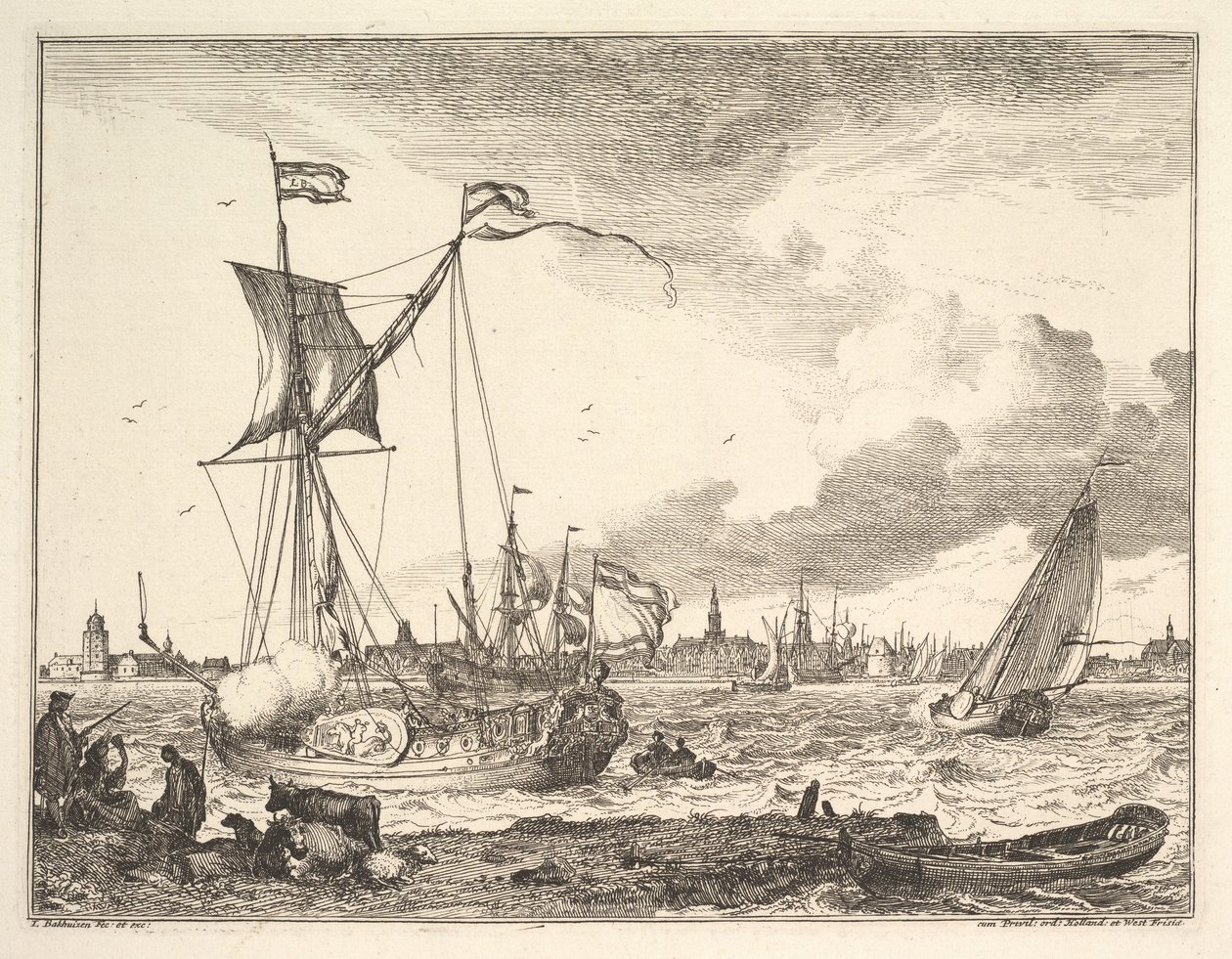 Havnescene. av Ludolf Backhuysen I