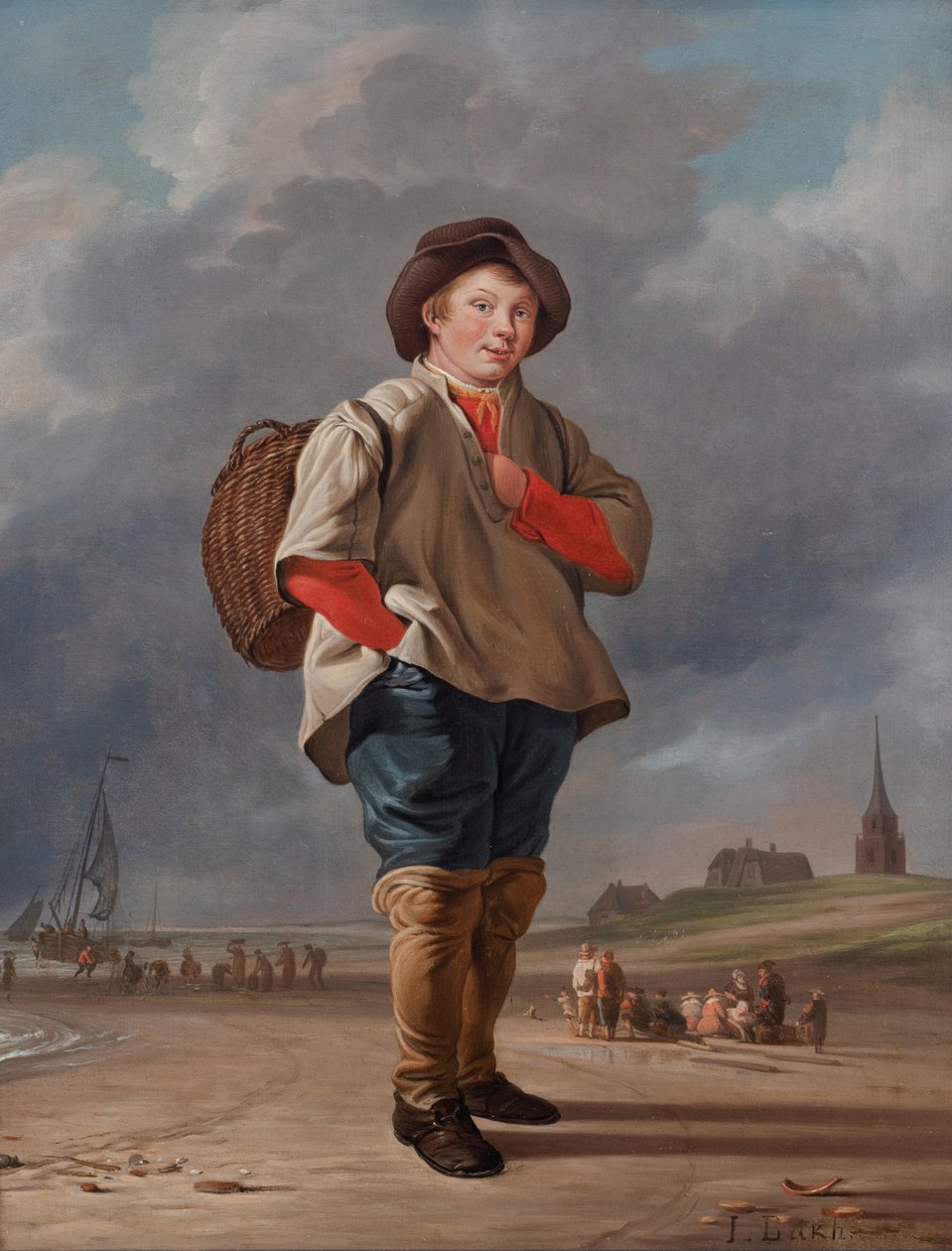 En fiskergutt på stranden av Ludolf I Backhuysen