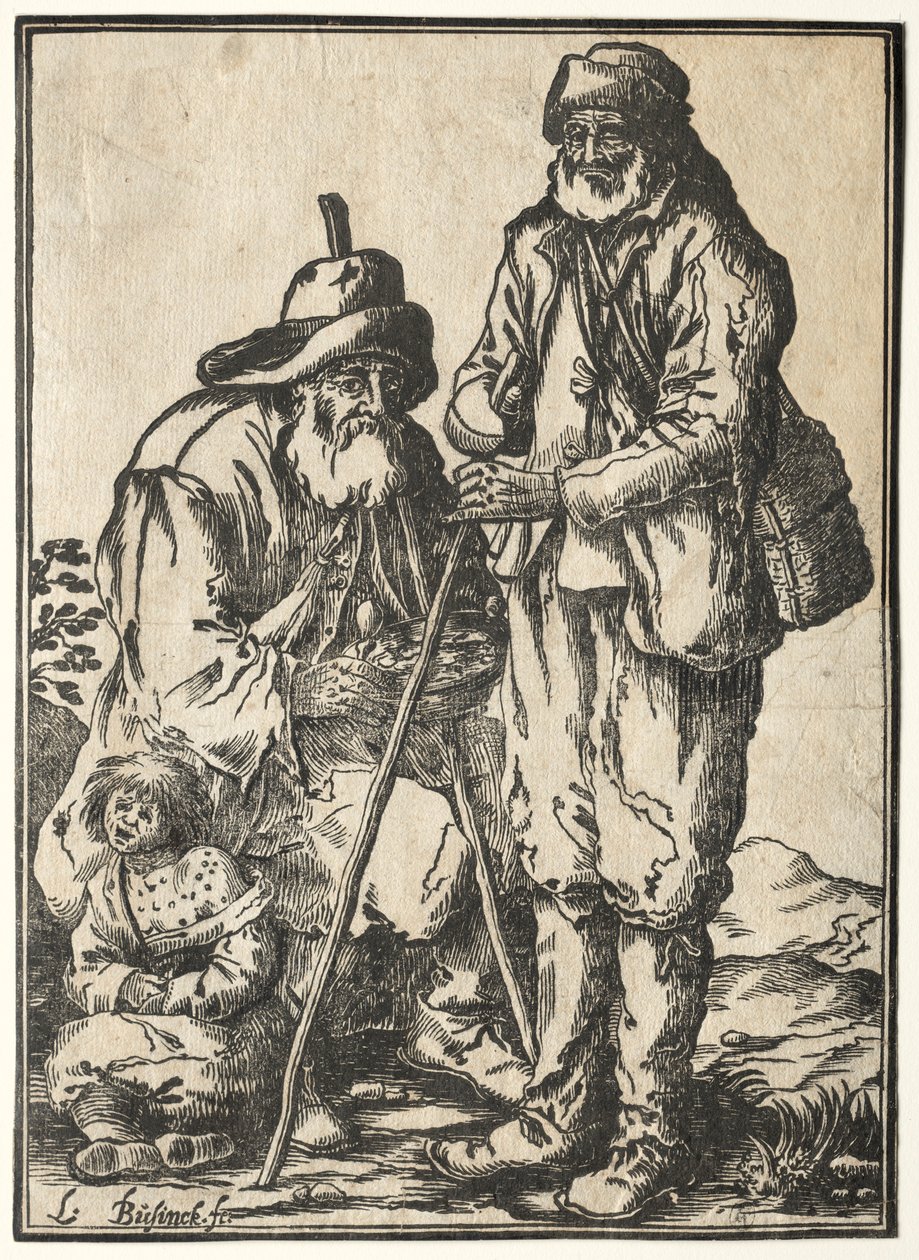 To tiggere og spedalsk barn. av Ludolph Büsinck