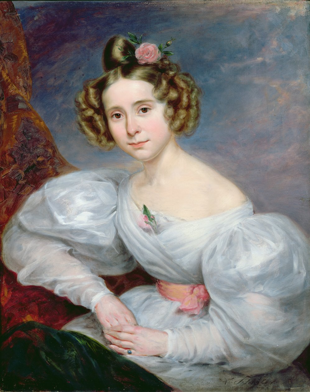 Portrett av en ung kvinne, ca. 1833-34 av Ludwig August or Louis August Schwiter