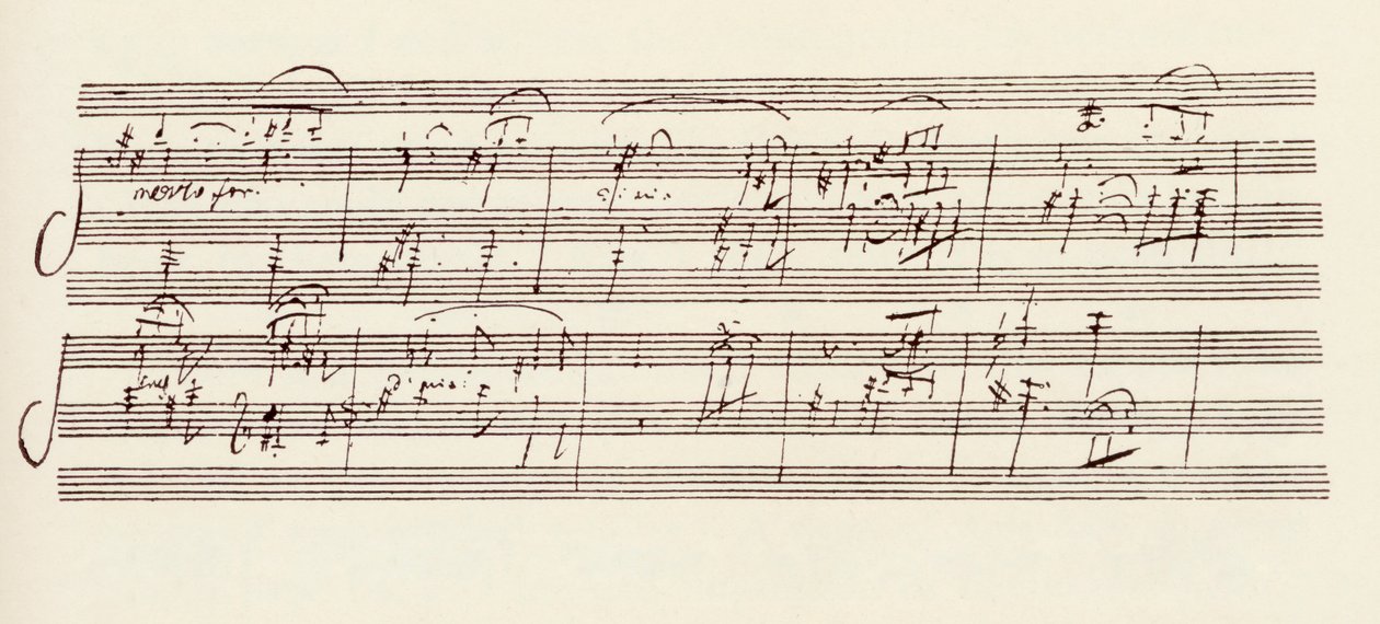 Del av manuskriptet til Beethovens sonate i A, opus 101 (penn og blekk) av Ludwig van Beethoven