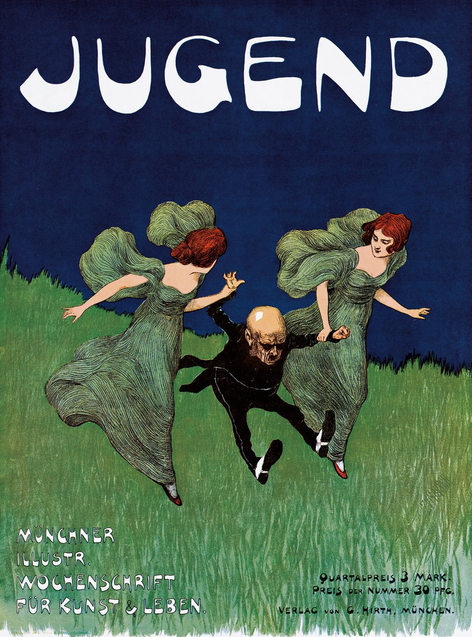 Plakat som annonserer for avisen "Jugend". av Ludwig von Zumbusch