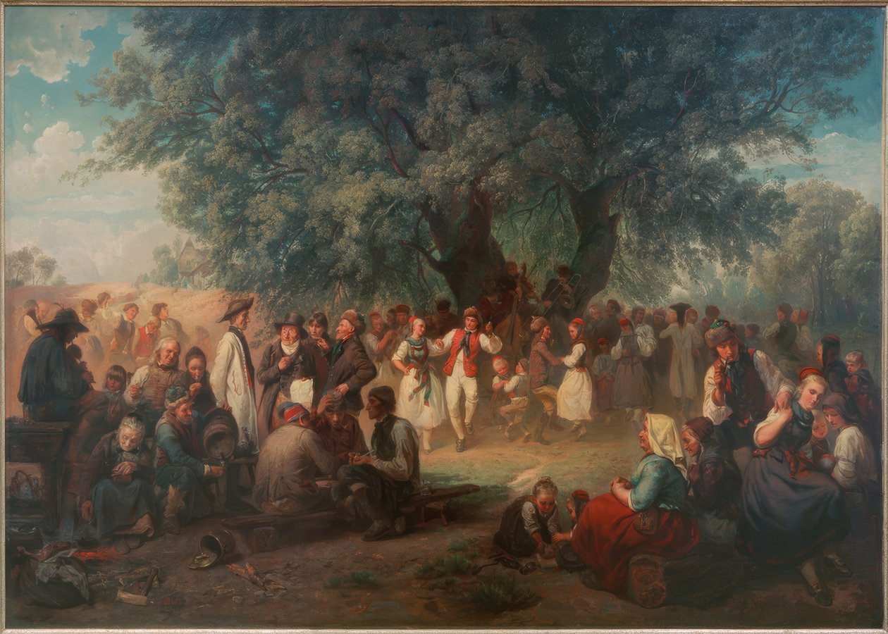 Landsbydans under lindetreet av Ludwig Knaus