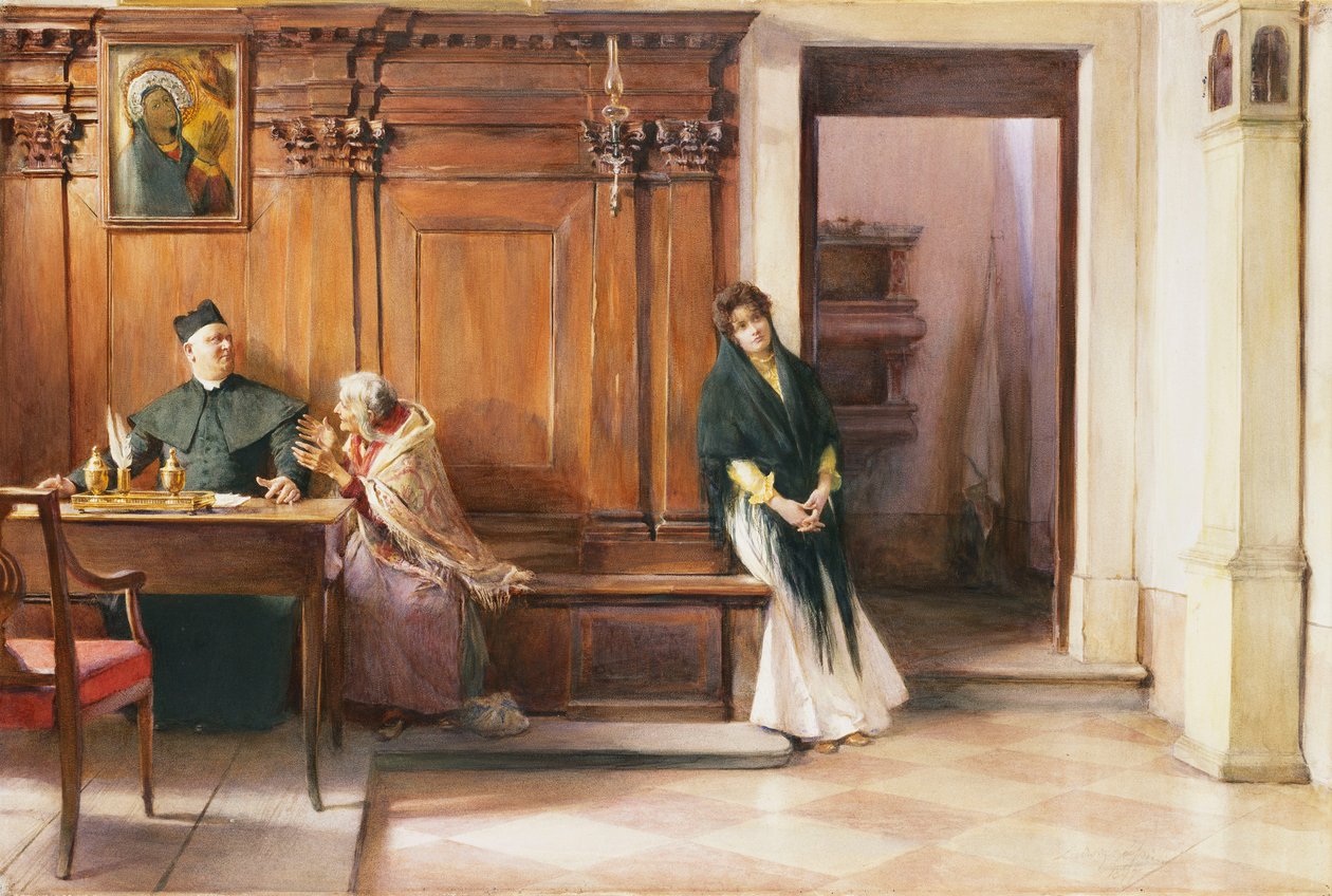 En geistlig intervensjon, 1897 av Ludwig Passini