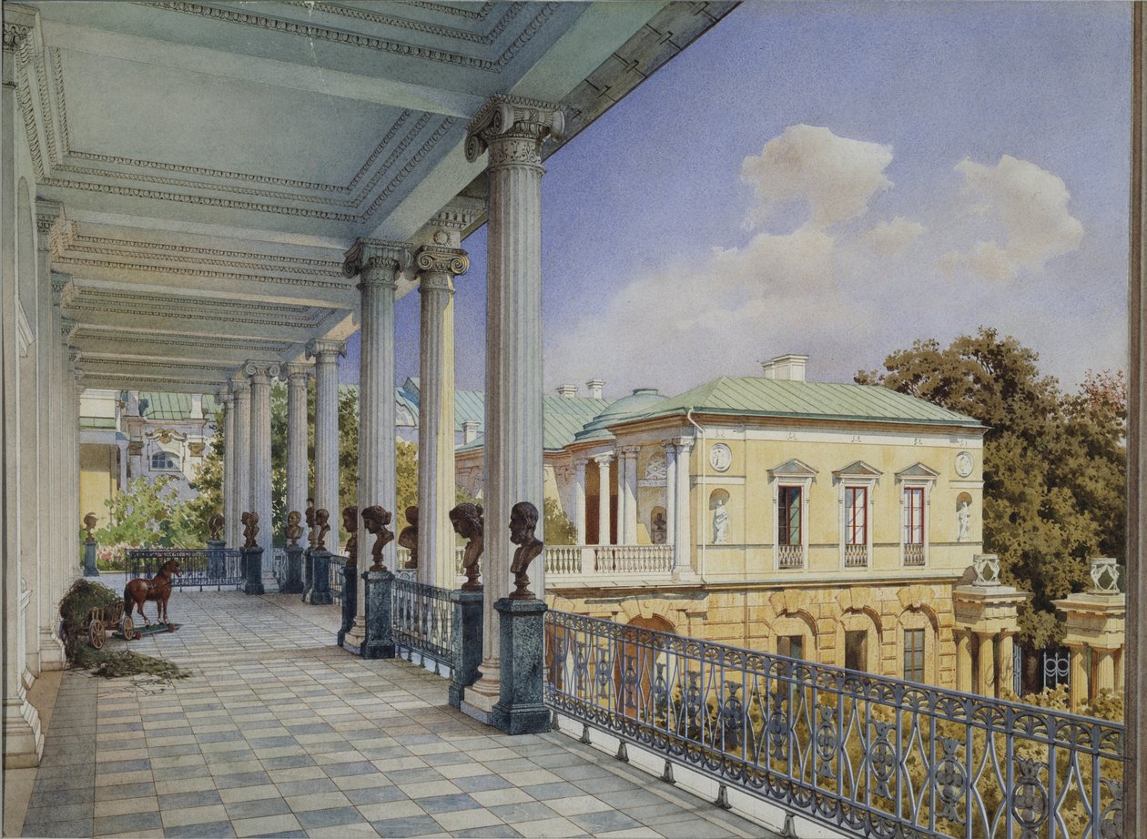 Cameron Gallery i Tsarskoye Selo, 1859 av Ludwig Premazzi