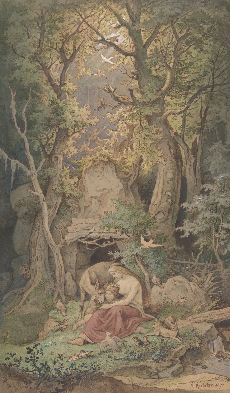 Genoveva, 1820-84. av Ludwig Richter