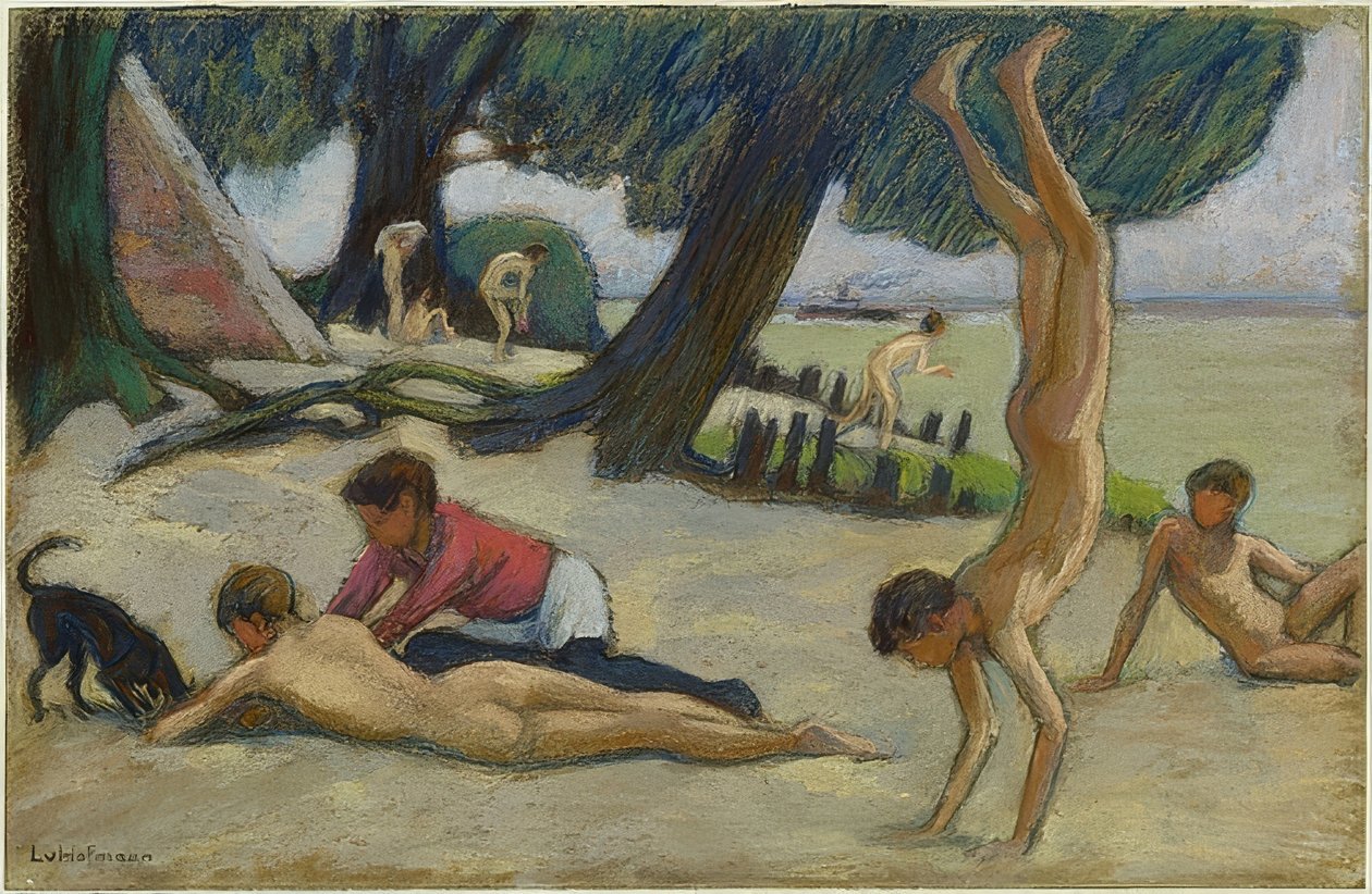 Gutter på stranden. Rundt 1895 av Ludwig von Hofmann