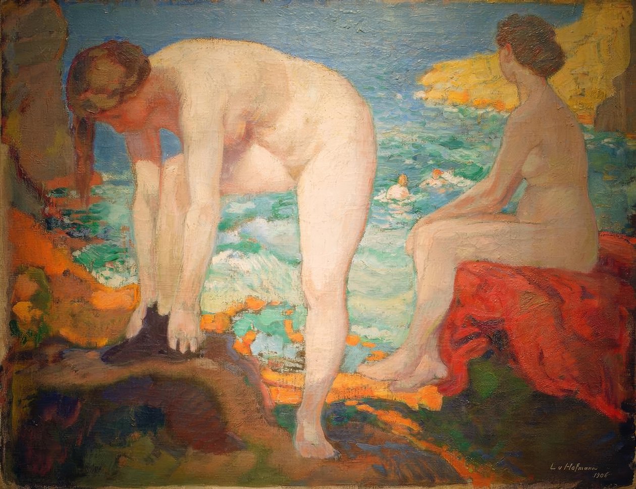 L. v. Hofmann, badende ved sjøen. av Ludwig von Hofmann