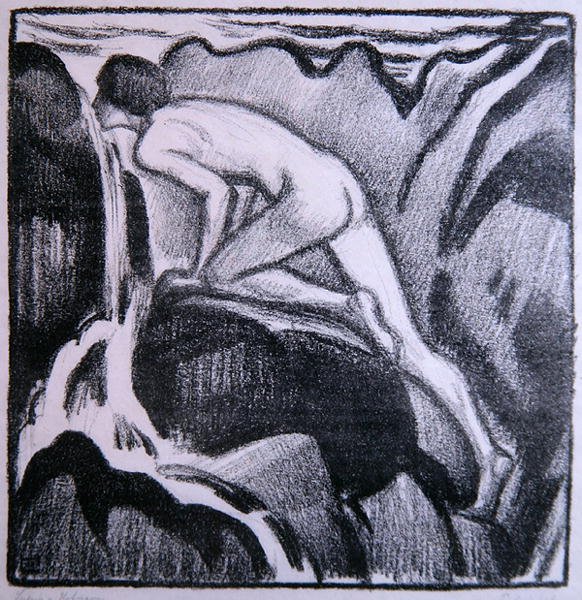 Well Drink (litho) av Ludwig von Hofmann