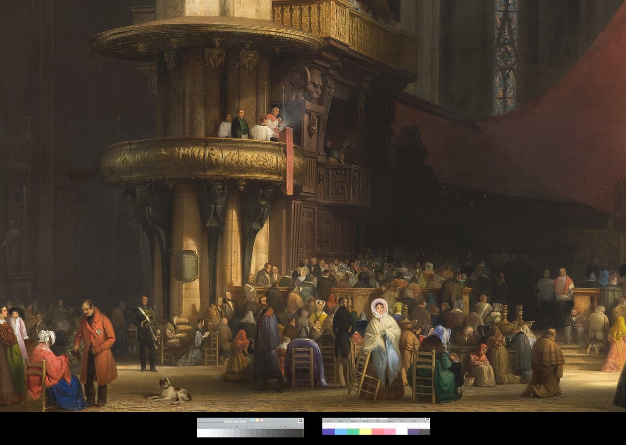 Interiør i katedralen i Milano, Italia, 1840 av Luigi Bisi