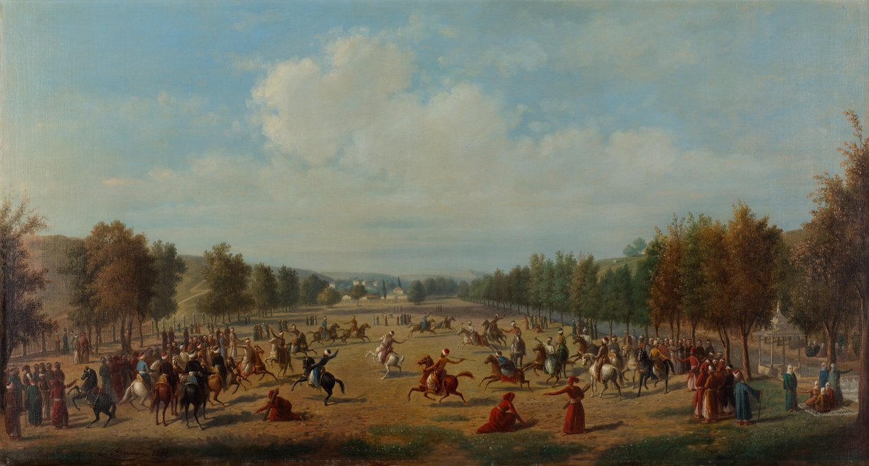 Game of Jereed i Kagithane, ca. 1890 av Luigi Acquarone