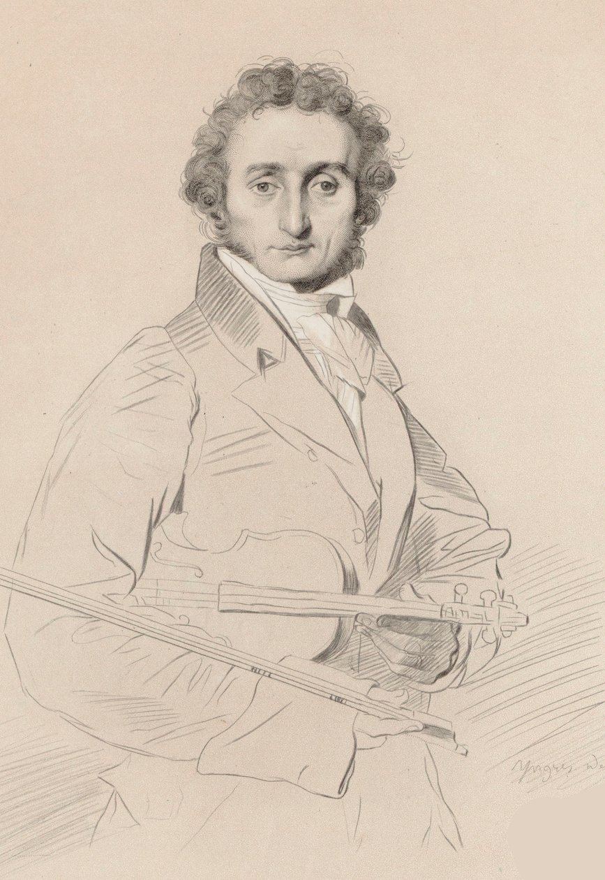 Portrett av Niccolò Paganini 1782-1840, 1830. av Luigi Calamatta