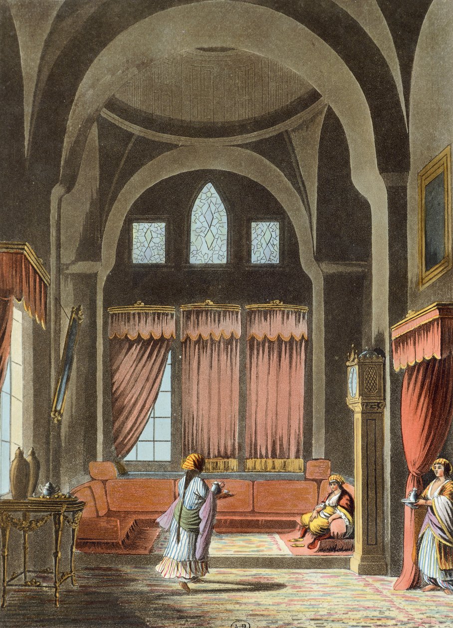 Interiør i et harem i Kairo av Luigi Mayer