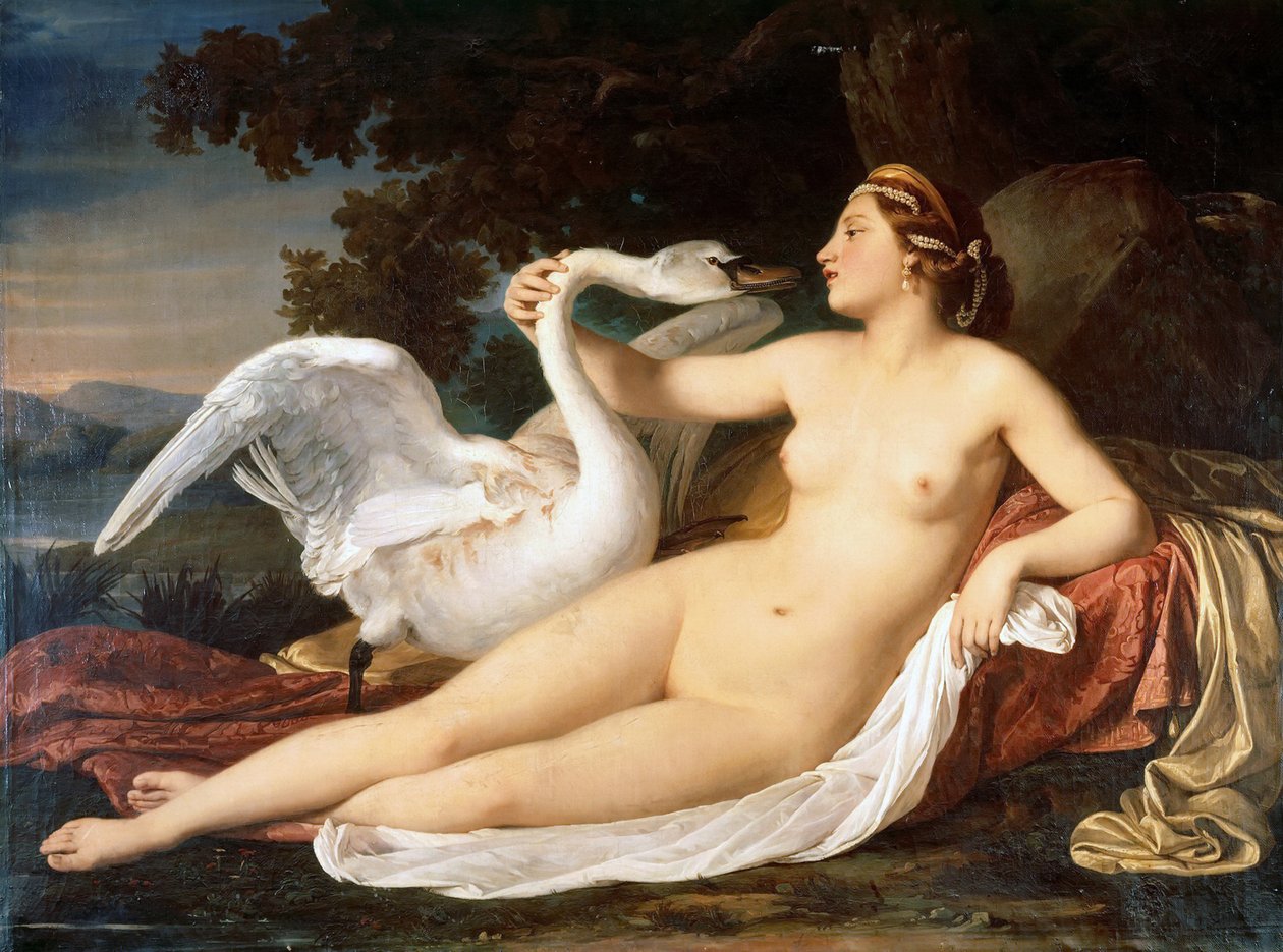 Leda og svanen, 1840-1850. av Luigi Mussini