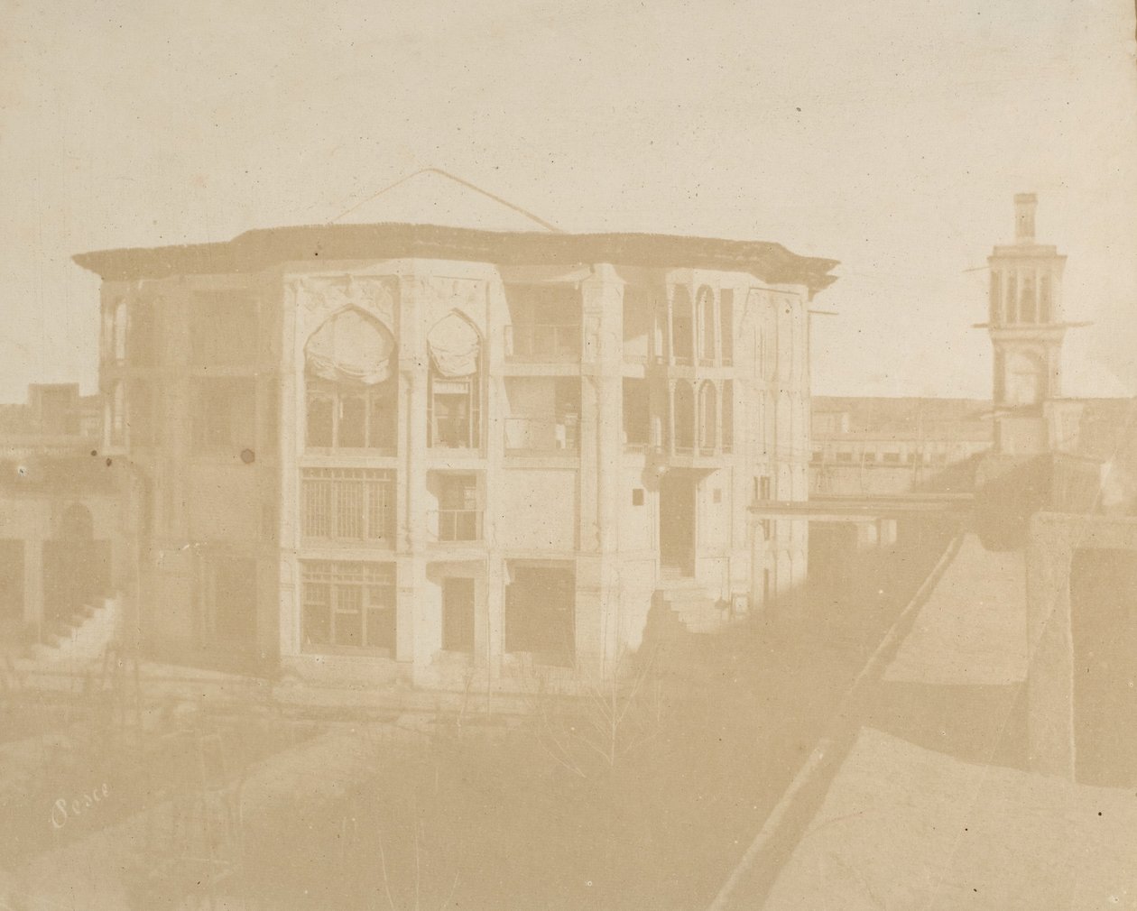 Teheran. Statsministerens hus Nezanneh, 1858. av Luigi Pesce