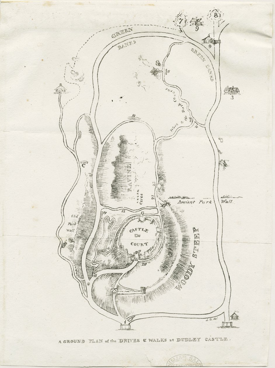Dudley Castle: litografi, nd [c 1825] av Luke Booker