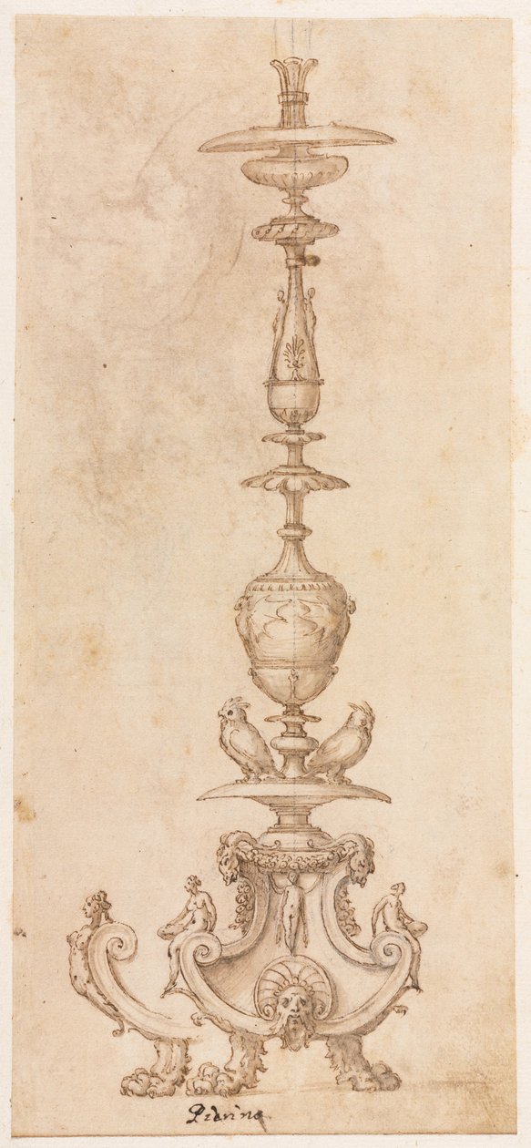 Design for en lysestake, midten av 1500-tallet. av Luzio Romano