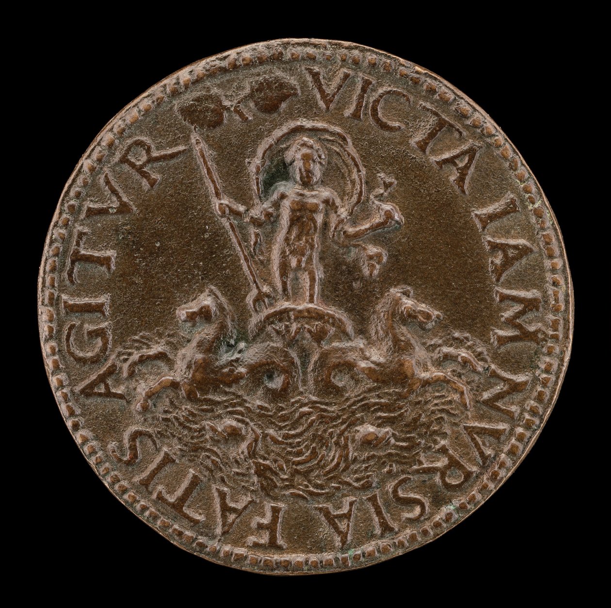 Neptun i en sjøbil [revers]. av Lysippus Junior