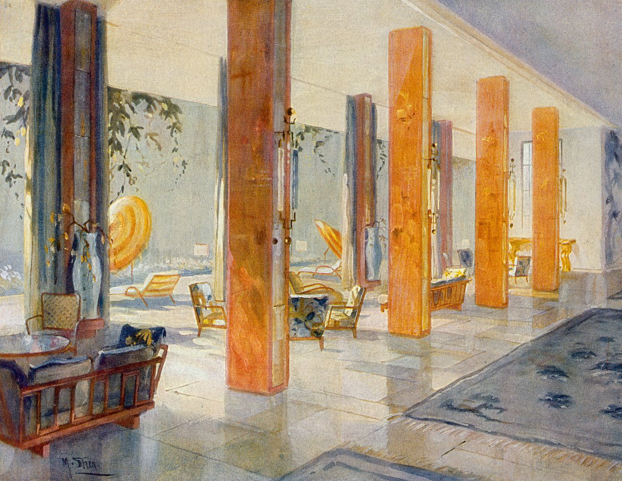 Hagehall til et hotell, 1929 av M. Stier